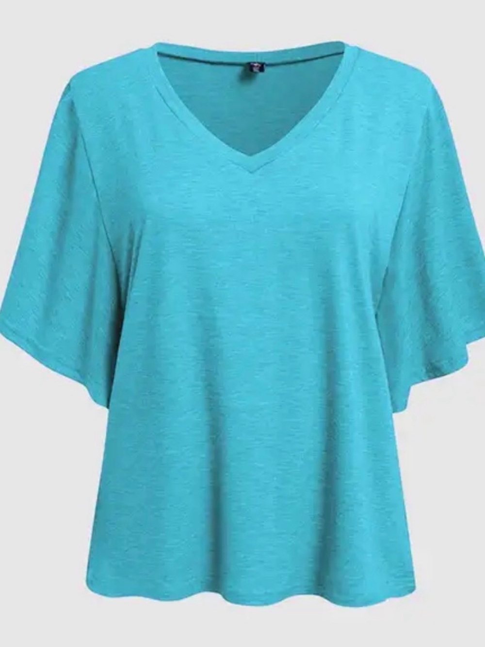 Flamingals Solid Ruffle Armhole T-Shirt L PG2-25 - Picture 2 of 4